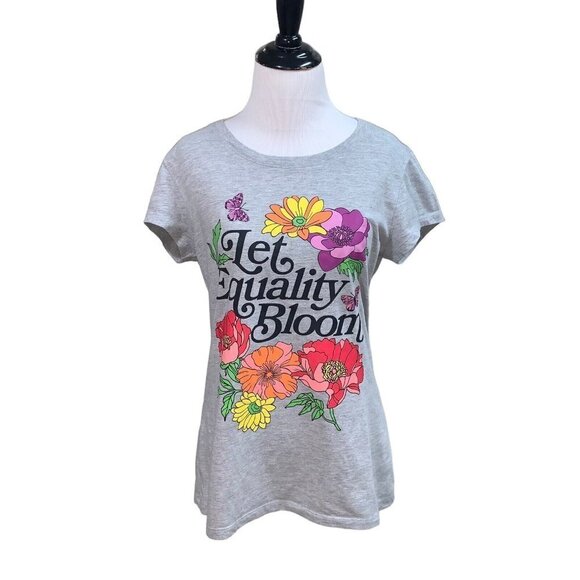 Wound Up Girl's Graphic T-Shirt Size XL (15-17) Equality Print Floral Cotton - Picture 1 of 5